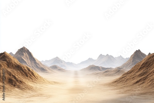 Desert landscape with mountains and a path. (1) photo