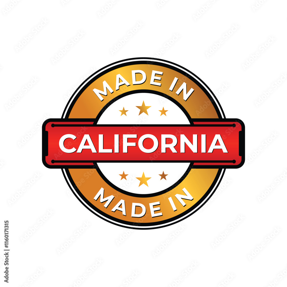 Fototapeta premium Made in California label icon emblem isolated on white background