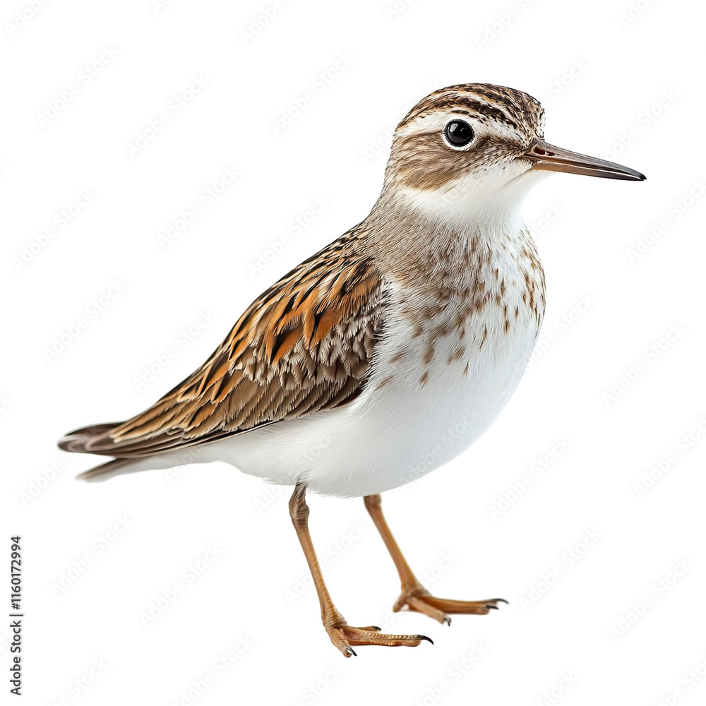 Front view full body shot of an extremely perfect looking single Baird's Sandpiper bird isolated on a white transparent background Front view full body shot of an extremely perfect looking single Baird's Sandpiper bird isolated on a white transparent background