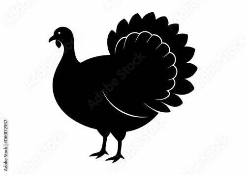 Turkey silhouette icon for farm and livestock concepts. Turkey Head Icon Poultry Silhouette Poultry Farm Logo Turkey Symbol on White Background
