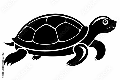 Turtle black silhouette white background Turtle Black and White Vector illustration
