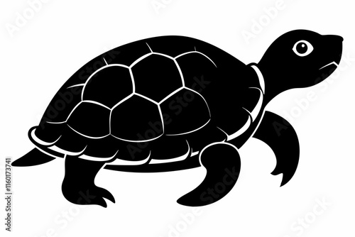 Turtle black silhouette white background Turtle Black and White Vector illustration
