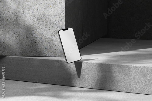 Bild auf Leinwand Smartphone Mockup on Textured Concrete Platform