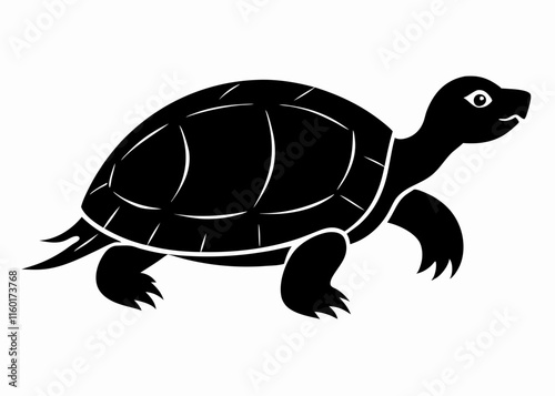 Turtle black silhouette white background Turtle Black and White Vector illustration
