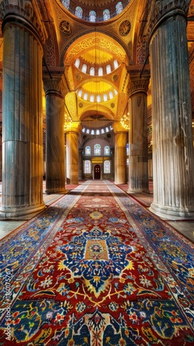 Magnificent Interior of Suleymaniye Mosque: Istanbuls Architectural Marvel photo