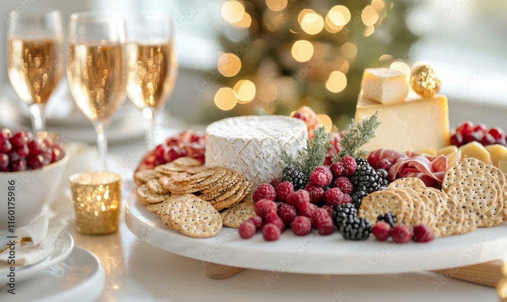 Elegant Cheese and Crackers Platter with Berries for Festive Gatherings and Celebrations Elegant Cheese and Crackers Platter with Berries for Festive Gatherings and Celebrations