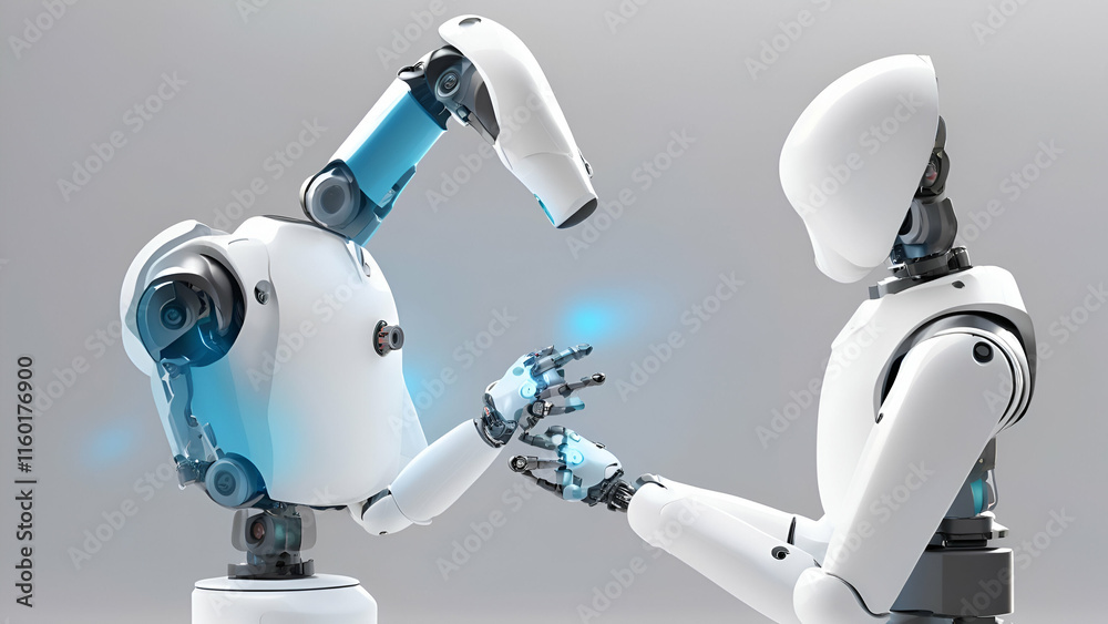 Industrial automation technology concept. Collaborative robot, cobot 3d illustration Industrial automation technology concept. Collaborative robot, cobot 3d illustration
