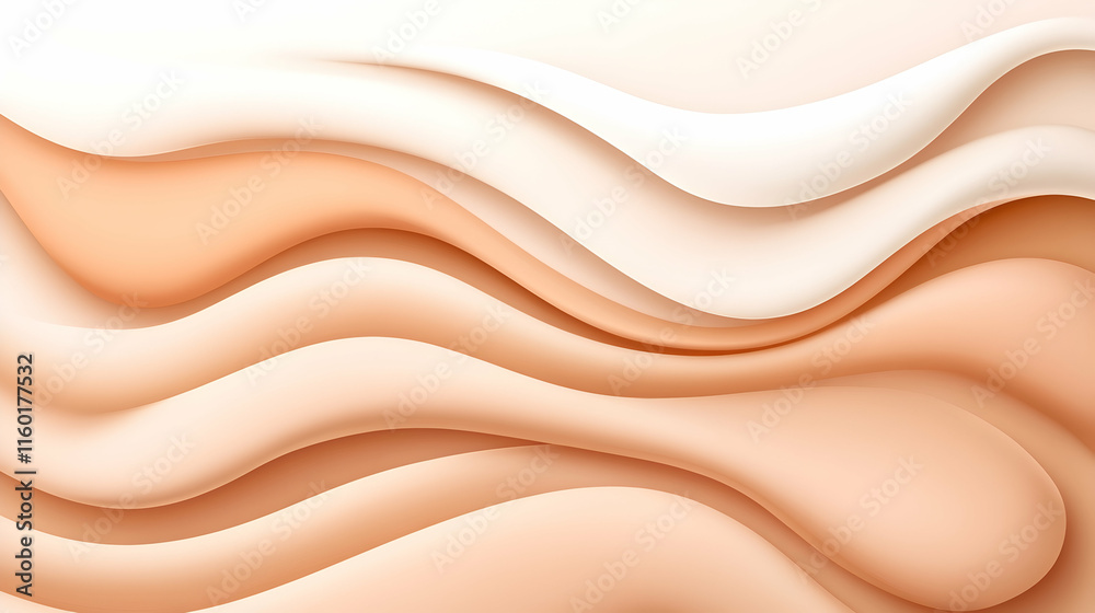 Fototapeta premium Abstract Peach & White Wave Background, Fluid Design, Cosmetics Packaging, Website Banner.