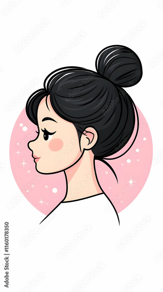 Anime girl profile, pink background, cute illustration, digital art, social media avatar. Anime girl profile, pink background, cute illustration, digital art, social media avatar.