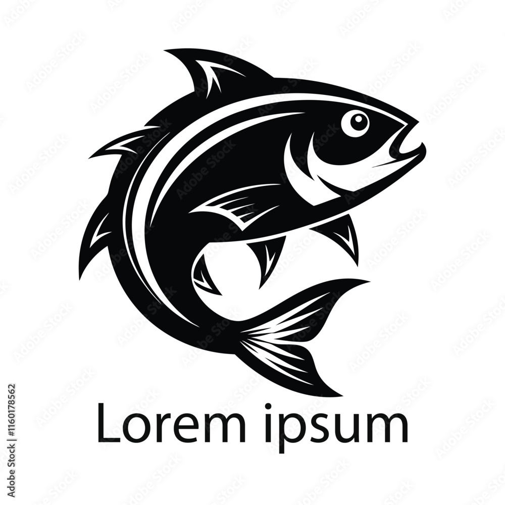 Minimalistic Fish Emblem for Aquatic Themes Minimalistic Fish Emblem for Aquatic Themes