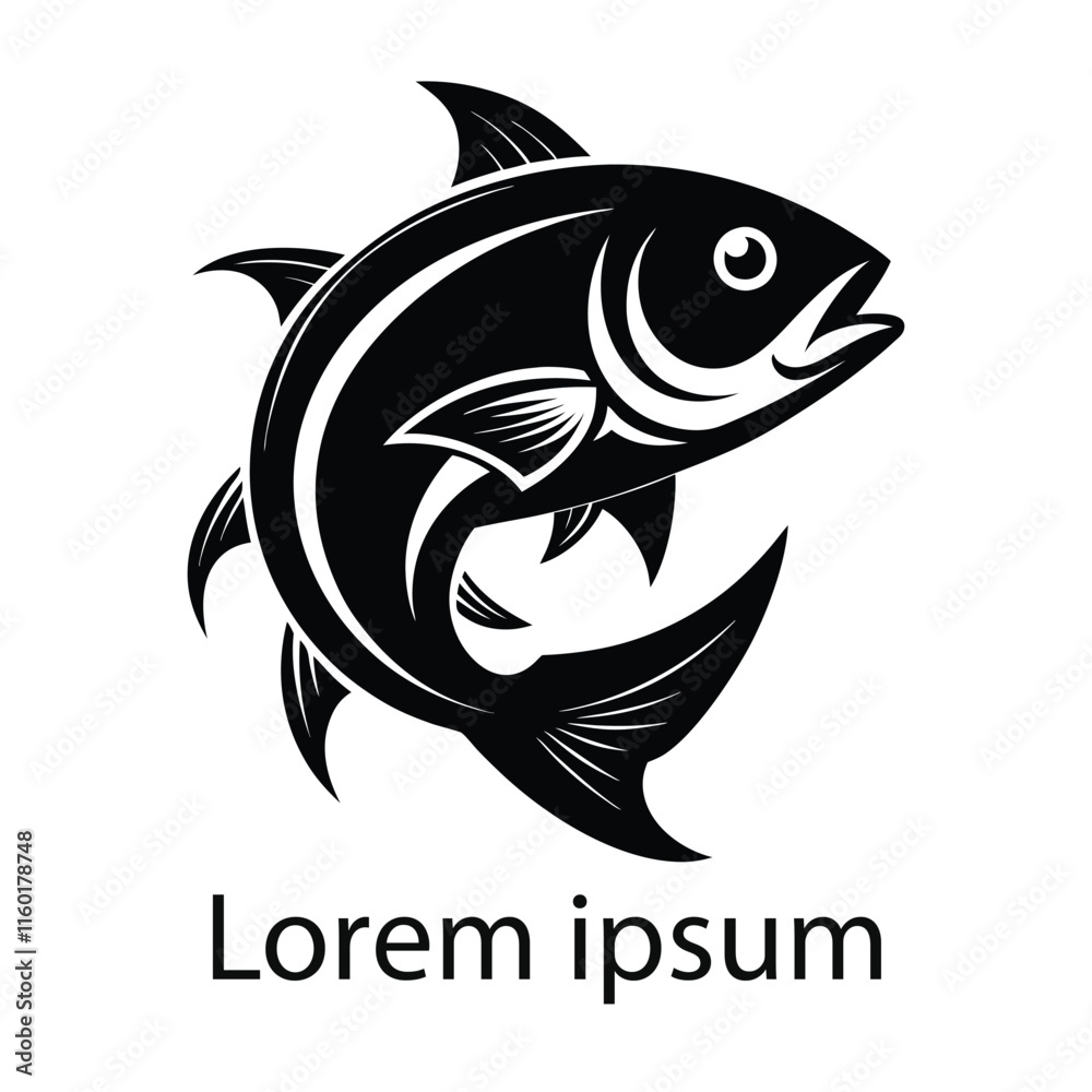 Fototapeta premium Minimalistic Fish Emblem for Aquatic Themes