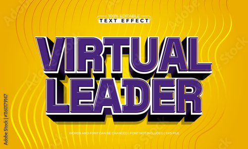 virtual leader editable text effect with a techno and future text style