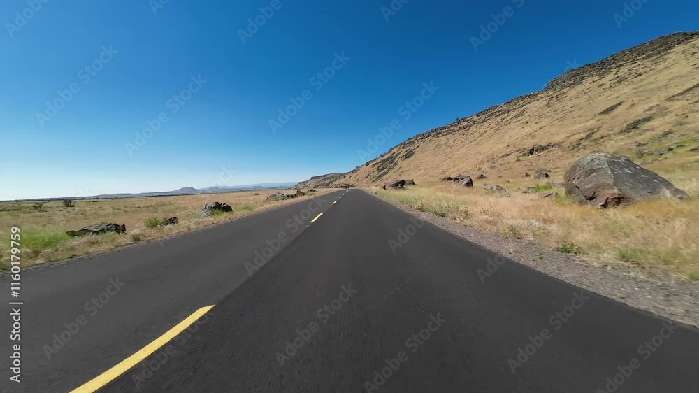 Lava Beds National Monument Entrance to Visitor Center 01 Front View Driving Plates of Volcanic Legacy Scenic Byway Southbound California USA Ultra Wide