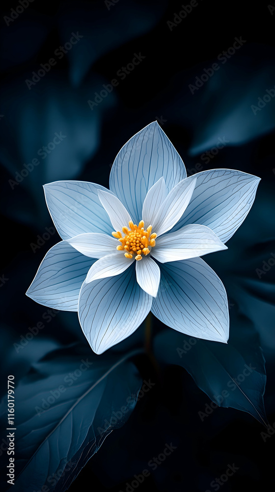 Blue Flower Closeup Dark Background Botanical Wallpaper. Blue Flower Closeup Dark Background Botanical Wallpaper.