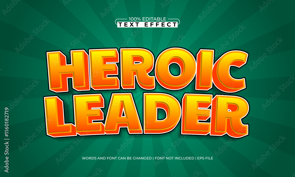 Obraz premium heroic leader editable text effect with a hero and kids text style