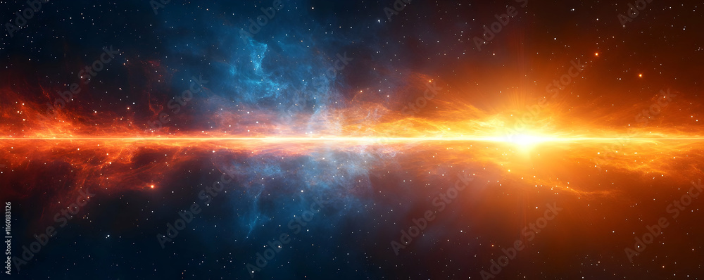 A vibrant cosmic scene depicting a stellar explosion in deep space. A vibrant cosmic scene depicting a stellar explosion in deep space.