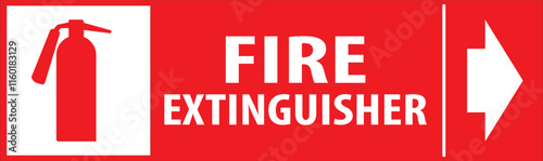 Fire extinguisher direction arrow sign vector.eps