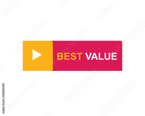 Best Value text on a ribbon. Designed with white title and pink stripe. Vector banner with tag on a transparent background.