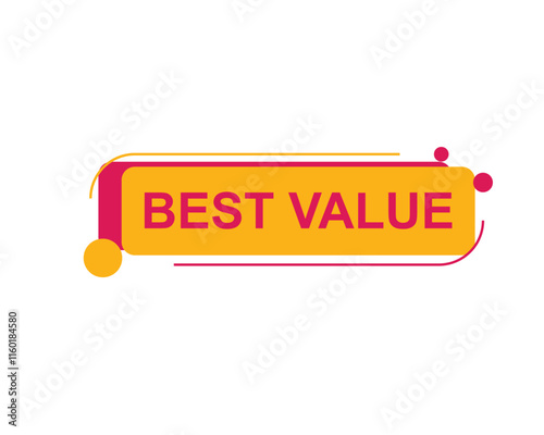 Best Value text on a ribbon. Designed with white title and pink stripe. Vector banner with tag on a transparent background.