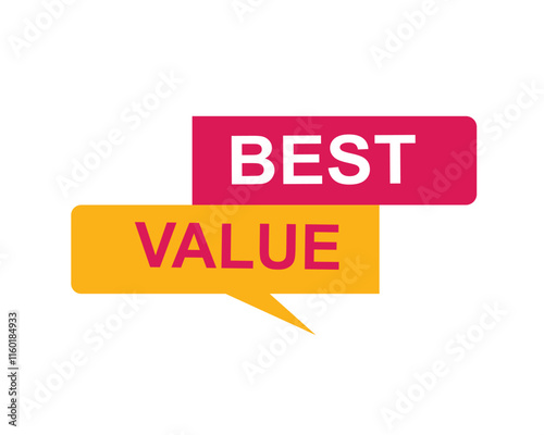 Best Value text on a ribbon. Designed with white title and pink stripe. Vector banner with tag on a transparent background.