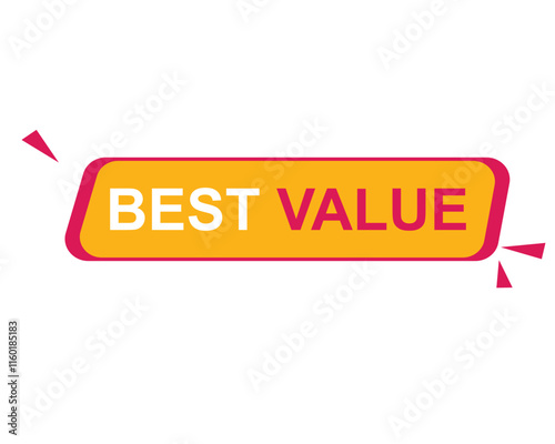 Best Value text on a ribbon. Designed with white title and pink stripe. Vector banner with tag on a transparent background.