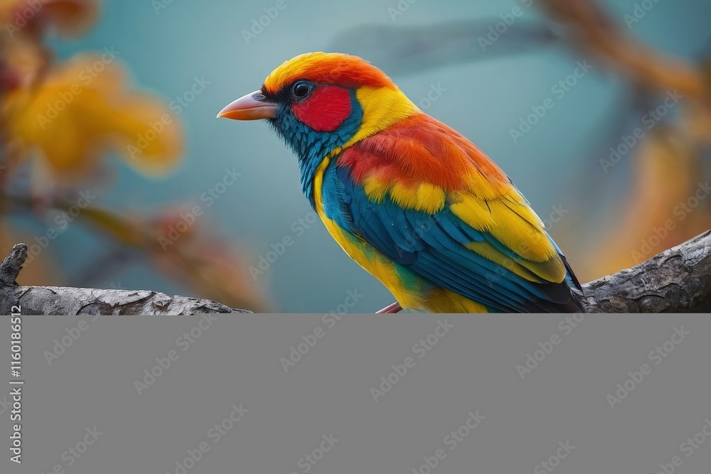 Colorful bird sitting on a branch in the rainforest of Thailand Colorful bird sitting on a branch in the rainforest of Thailand
