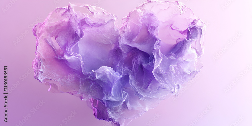 Obraz premium Purple Smoke in Heart Shape on Soft Background