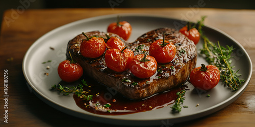 Wallpaper Mural Grilled Steak with Tomatoes on White Plate Torontodigital.ca