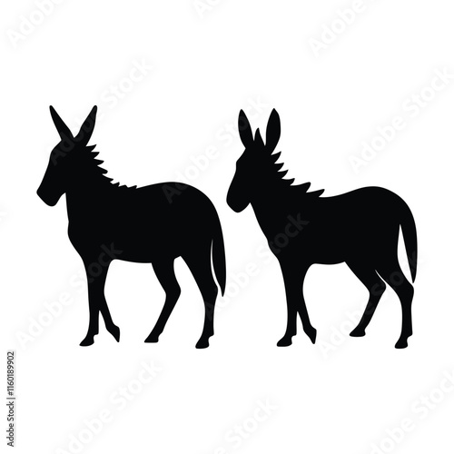 Donkeys a simple minimal black silhouette