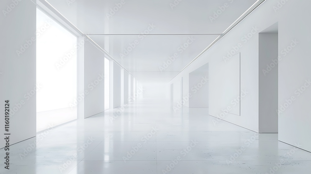 Fototapeta premium arafed hallway with white walls and floor and white walls