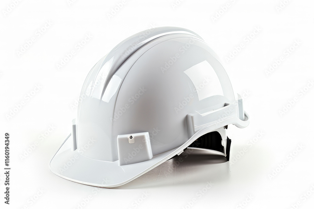 Fototapeta premium A white hard hat designed for safety in industrial and construction environments. isolated on white background