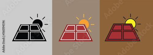 Solar Panel Illustration with Sun for Renewable Energy