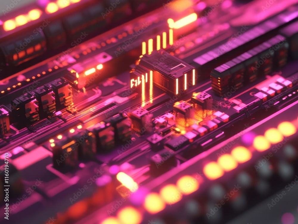 Obraz premium Abstract Circuit Board with Glowing Components