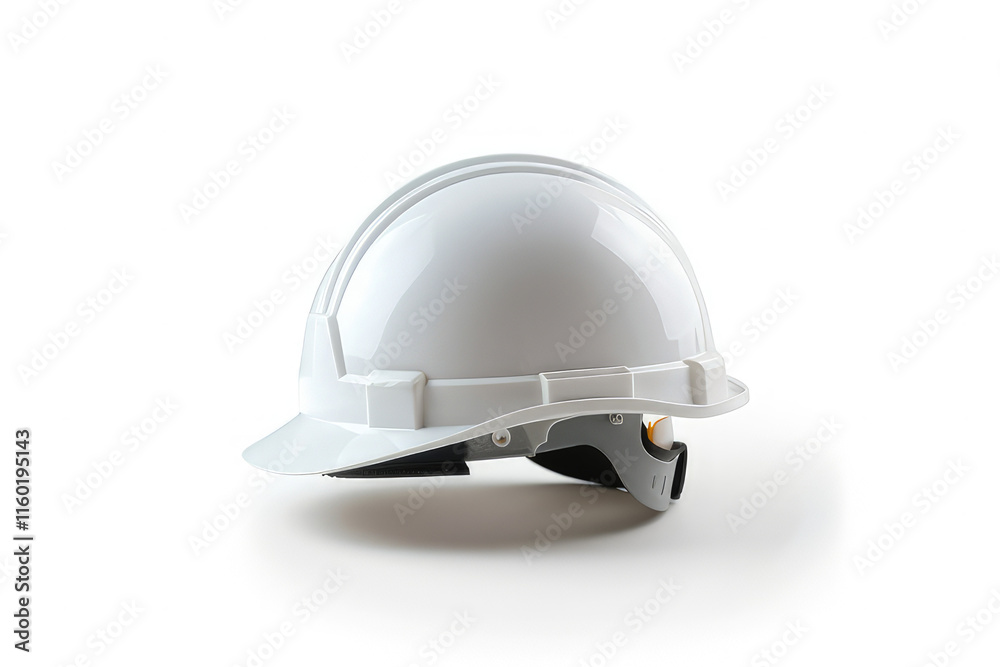 Fototapeta premium A white hard hat designed for safety in construction and industrial environments. isolated on white background