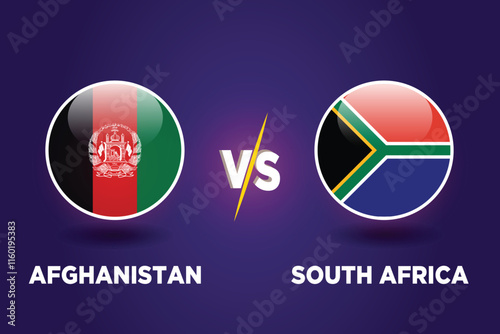 Afghanistan vs South Africa , cricket match concept. with rival flags of both teams in circular shape isolated on blue background.with editable EPS file.
AFG vs SA.