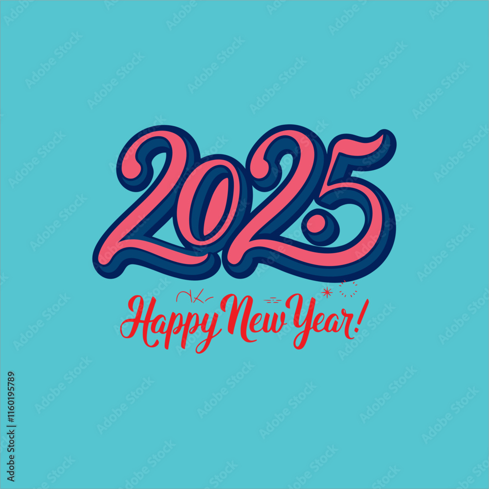 Happy New Year handwritten lettering design. Holiday calligraphy text for postcard, poster, banner design element