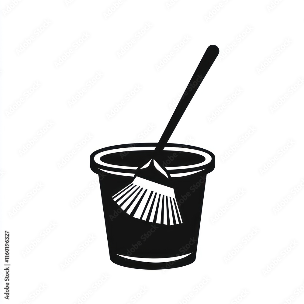 Cleaning supplies bucket and broom. (1) Cleaning supplies bucket and broom. (1)