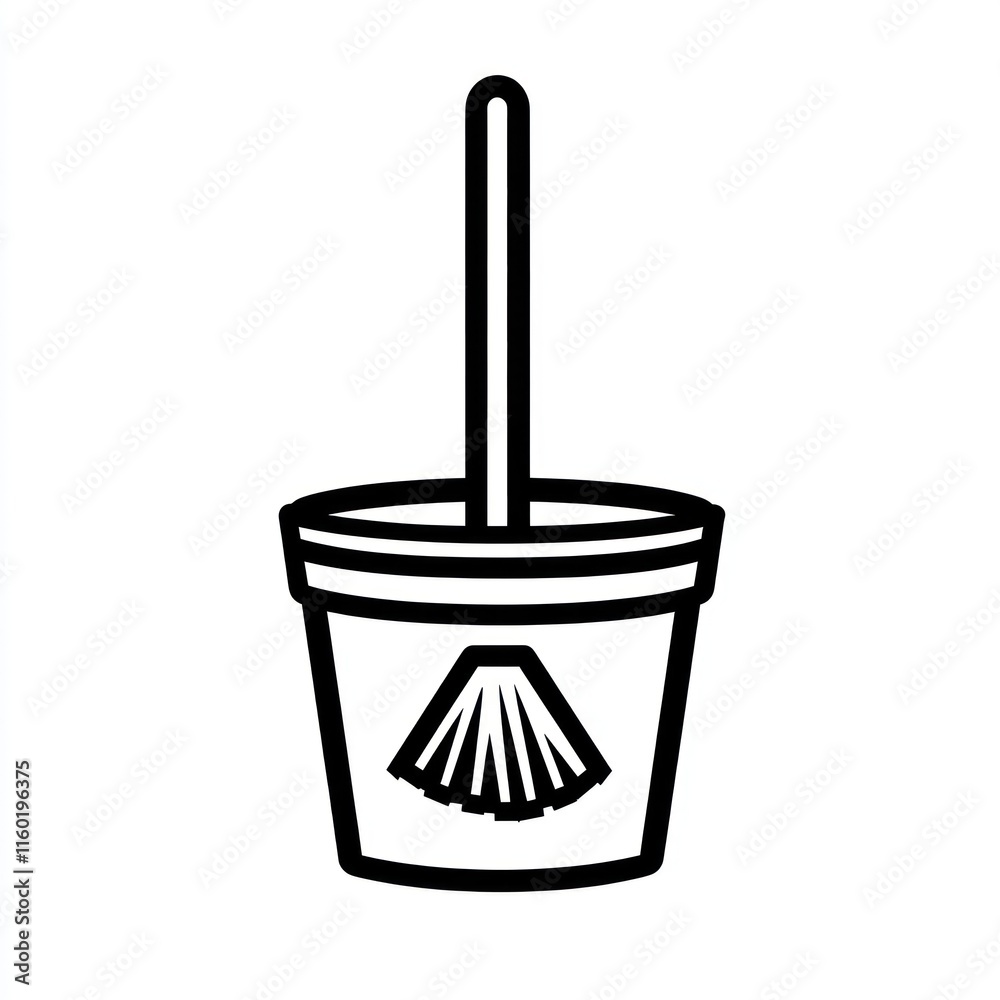 Simple line art of a toilet bowl brush in a container. Simple line art of a toilet bowl brush in a container.