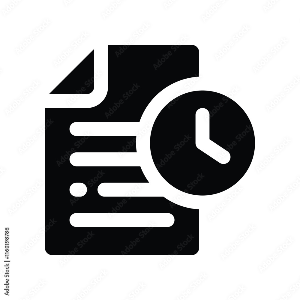 document time icon. vector glyph icon for your website, mobile, presentation, and logo design. document time icon. vector glyph icon for your website, mobile, presentation, and logo design.