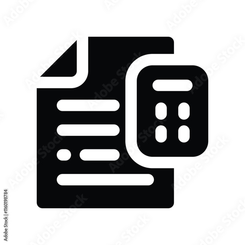 document calculation icon. vector glyph icon for your website, mobile, presentation, and logo design.