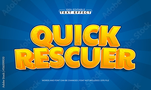 quick rescuer editable text effect with a hero and kids text style