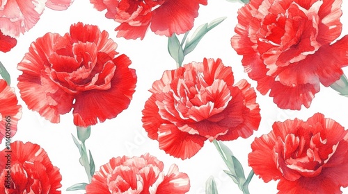 Wallpaper Mural Watercolor red carnations seamless pattern. Torontodigital.ca