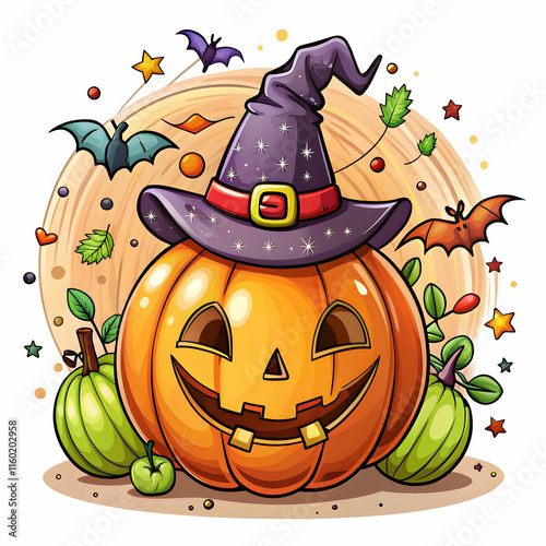 Fun Hand-Drawn Happy Halloween Celebration Cartoon