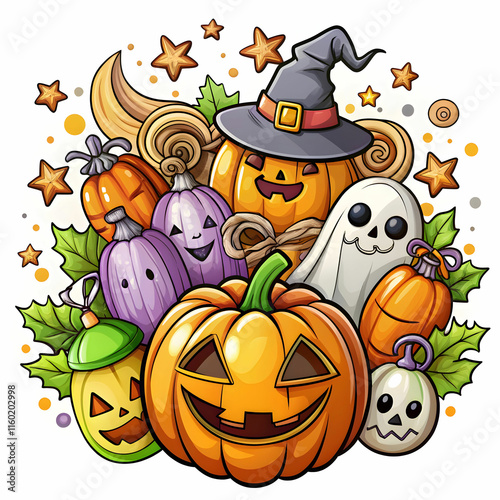 Fun Hand-Drawn Happy Halloween Celebration Cartoon