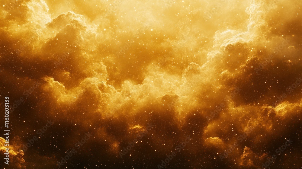 Obraz premium Golden cosmic clouds and stars.