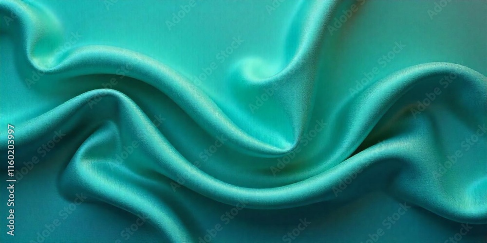 Obraz premium Smooth teal silk fabric, flowing waves, silky texture.