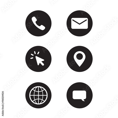 contact information icon set for business cards flat vector illustration