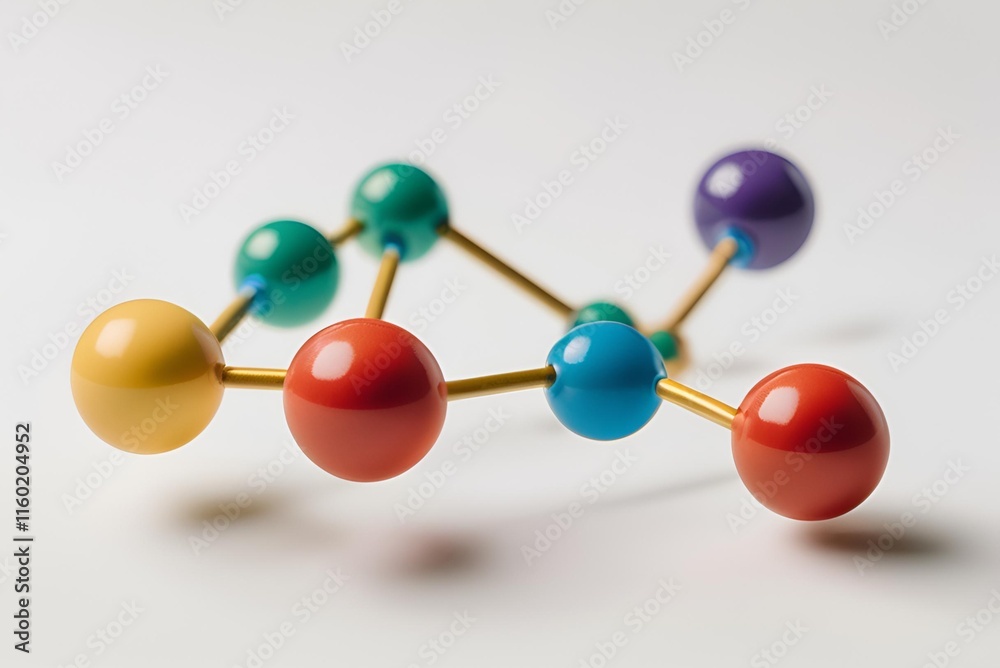 Obraz premium A white minimalist abstract background featuring atoms and molecules interconnected with lines. - 14