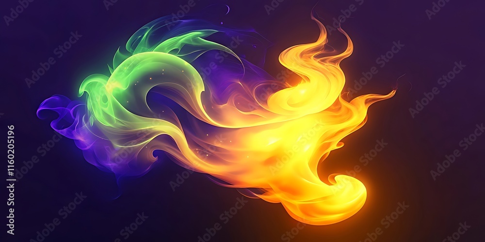 Ethereal Green Smoke and Neon Tendrils: Abstract Digital Art with Fluid Motion Ethereal Green Smoke and Neon Tendrils: Abstract Digital Art with Fluid Motion