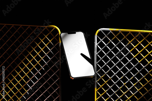 Smartphone Mockup on Metal Mesh Surface

